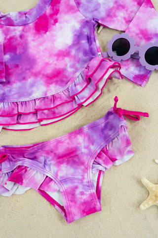 CANDY CLOUDS DREAM 2-PIECE RASH GUARD RUFFLE SWIM SUIT