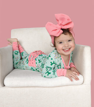 CLOVER BOWS DREAM RUFFLE ROMPER