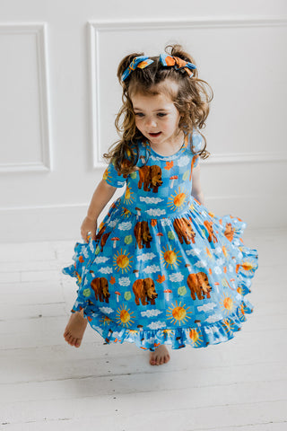 BEAR-Y BLUE SKIES DREAM RUFFLE DRESS
