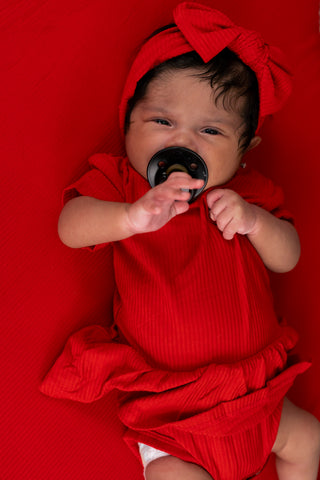 RED RIB DREAM BODYSUIT DRESS