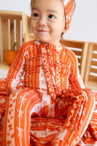 PUMPKIN PATCH BOWS DREAM RUFFLE ROMPER
