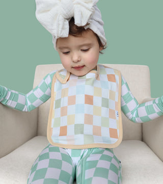 MINT CHECKERS DREAM BABY BIB (PACK)