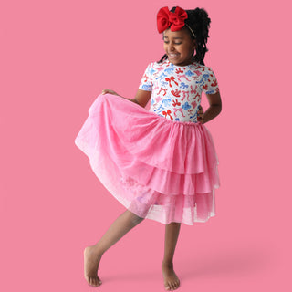 RED, WHITE AND BOWS DREAM TUTU DRESS