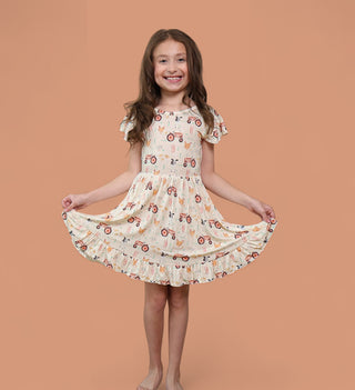 FARMYARD FRIENDS DREAM TIE BACK RUFFLE DRESS