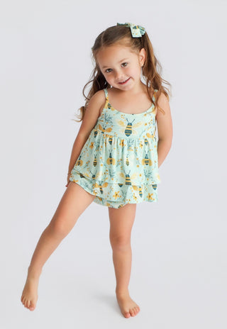 BUZZ & BLOOM DREAM RUFFLED BUBBLE ROMPER