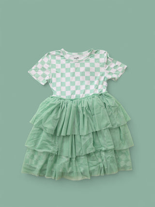 MINT CHECKERS DREAM TUTU DRESS