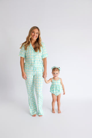 CITRUS GINGHAM RUFFLED DREAM BUBBLE ROMPER