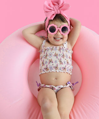 BLOSSOMIN’ BUTTERFLY DREAM SMOCKED TANKINI TWO PIECE SWIM SUIT