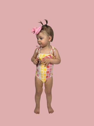 SUMMER SUNSET CHECKERS DREAM ONE PIECE SWIM SUIT