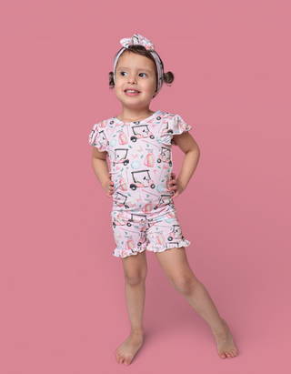 PRETTY AND PAR DREAM RUFFLE SHORT SET