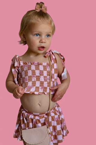 EXCLUSIVE SUNSET BEACH CHECKERS DREAM SMOCKED SKORT SET