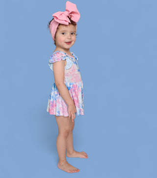 COTTON CANDY TIE DYE DREAM CAP SLEEVE BODYSUIT DRESS