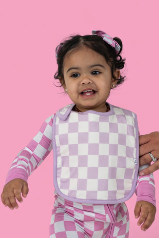 BUBBLEGUM CHECKERS DREAM BABY BIB (PACK)