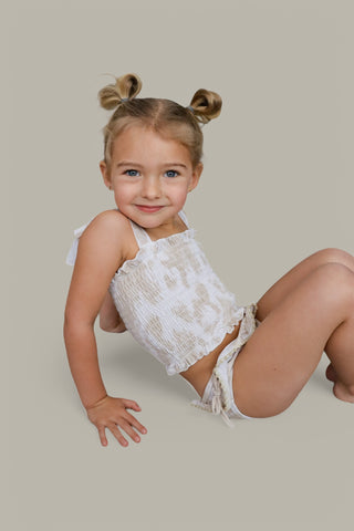 SANDY SHORES DREAM SMOCKED TWO PIECE SWIM SUIT