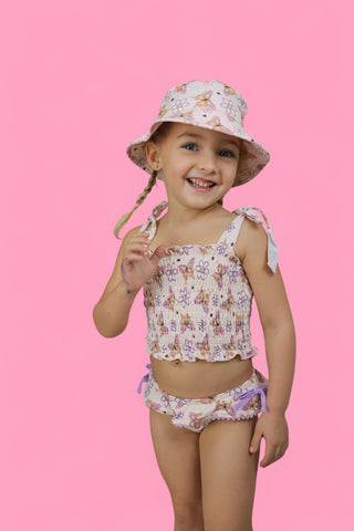 BLOSSOMIN’ BUTTERFLY DREAM SMOCKED TANKINI TWO PIECE SWIM SUIT