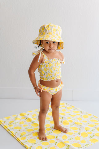 LEMON BLOSSOMS DREAM SMOCKED TANKINI TWO PIECE SWIM SUIT