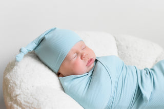 HAZY BLUE RIB DREAM SWADDLE & BEANIE