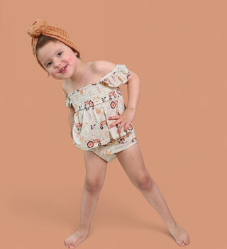 FARMYARD FRIENDS DREAM SMOCKED BABYDOLL BUMMIES SET