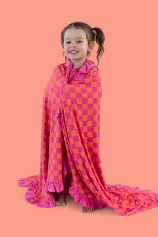 NEON DREAMS CHECKERS DREAM RUFFLE BLANKET