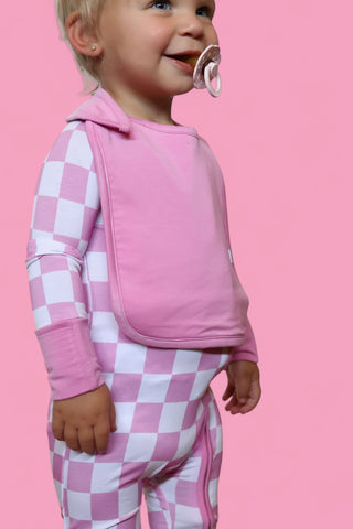 BUBBLEGUM CHECKERS DREAM BABY BIB (PACK)