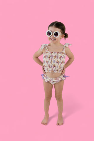 BLOSSOMIN’ BUTTERFLY DREAM SMOCKED TANKINI TWO PIECE SWIM SUIT