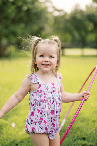 EXCLUSIVE BEACHIN’ IT WITH BRYNNLEIGH CAP SLEEVE DREAM BUBBLE ROMPER