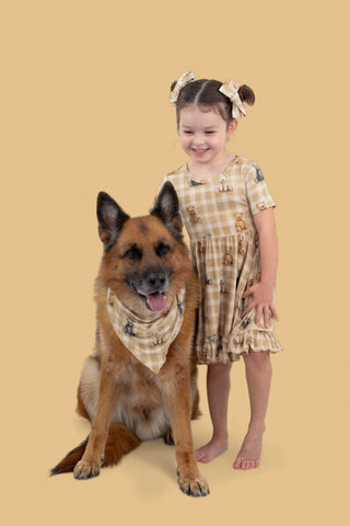 TEDDY CHECK DREAM DOG BANDANA