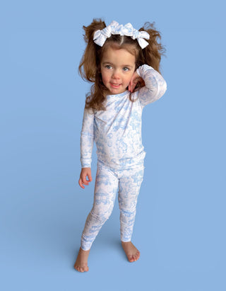 BLUEBELL EASTER TOILE DREAM BOW HAIR CLIPS