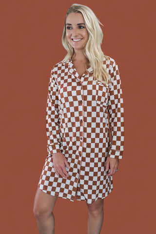 COPPER CHECKERS WOMEN'S DREAM GOWN