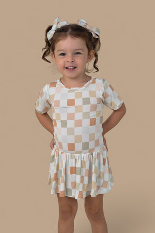 MUTED CHECKERS DREAM BODYSUIT DRESS