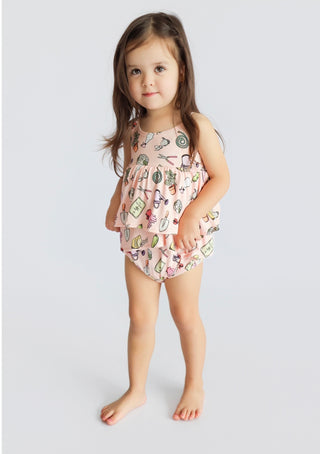 IN THE GARDEN DREAM RUFFLED BUBBLE ROMPER