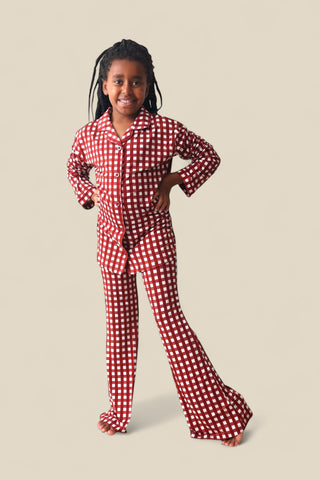 PEPPERMINT PLAID DREAM GIRL'S FLARE SET