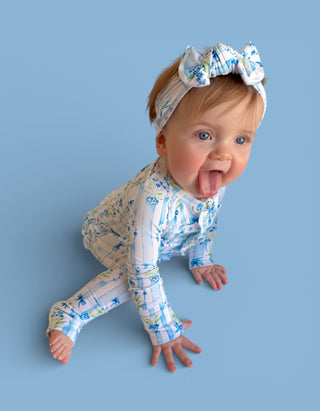 HEIRLOOM BLUE BLOOMS DREAM RUFFLE ROMPER