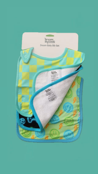 BE BOLD CHECKERS DREAM BABY BIB (PACK)