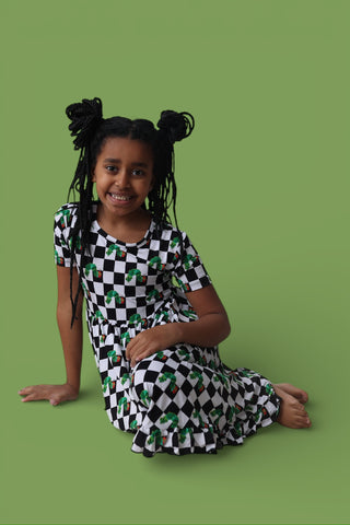 CATERPILLAR CHECK DREAM RUFFLE DRESS