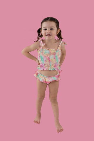 RAINBOW CLOUDS DREAM SMOCKED TANKINI TWO PIECE SWIM SUIT