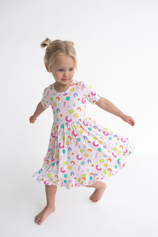 CoComelon x Dream Big Little Co ALPHABET SHORT SLEEVE DREAM RUFFLE DRESS