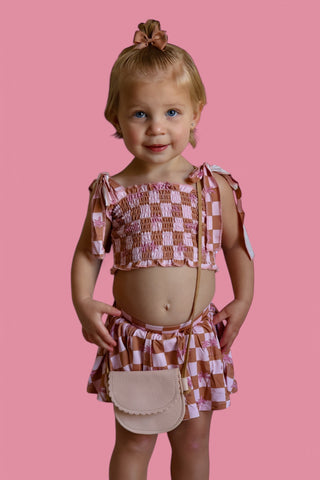 EXCLUSIVE SUNSET BEACH CHECKERS DREAM SMOCKED SKORT SET