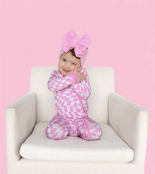 BUBBLEGUM WAVY CHECKERS DREAM ROMPER