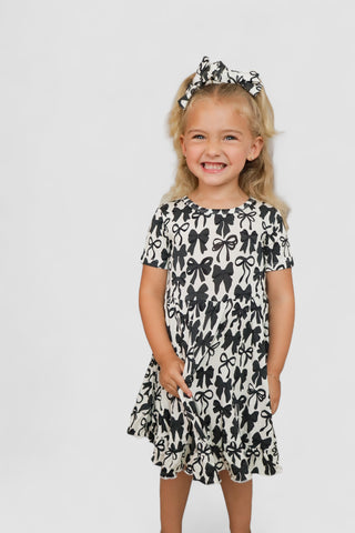 NEUTRAL BOWS DREAM RUFFLE DRESS