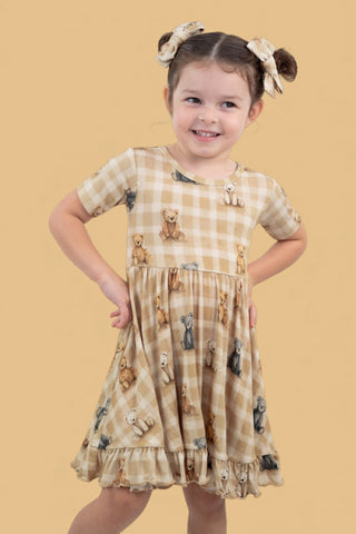 TEDDY CHECK DREAM BOW HAIR CLIPS