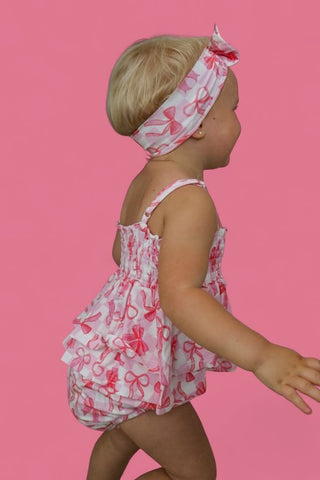 BOW CHECKERED CHARM DREAM SMOCKED TIERED BODYSUIT DRESS