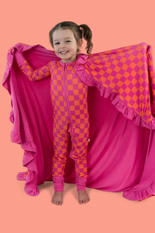 NEON DREAMS CHECKERS DREAM RUFFLE BLANKET