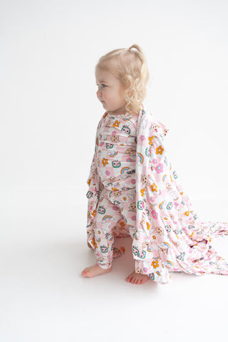 CoComelon x Dream Big Little Co JJ RAINBOW CHECKERS RUFFLE DREAM BLANKET