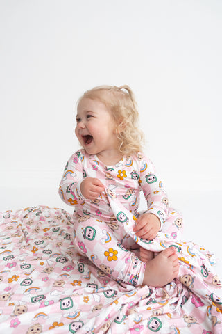 CoComelon x Dream Big Little Co JJ RAINBOW CHECKERS RUFFLE DREAM BLANKET