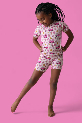 BLAZING BOWS AND HYDRANTS DREAM SHORT SET