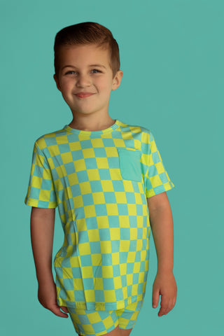 BE BOLD CHECKERS DREAM POCKET TEE