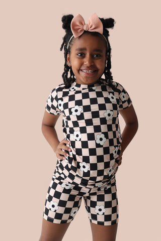 RETRO DAISY CHECKS DREAM SHORT SET