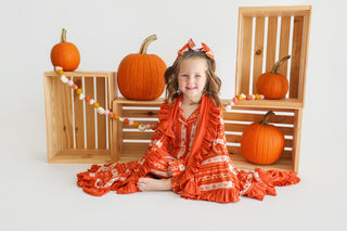 PUMPKIN PATCH BOWS DREAM RUFFLE BLANKET