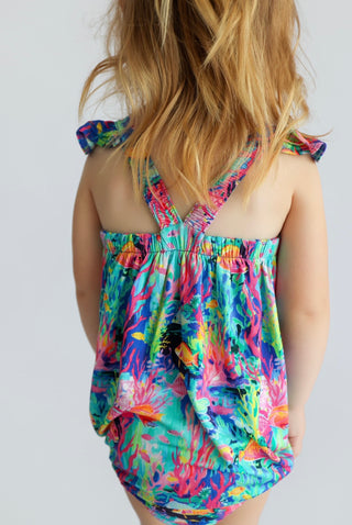 OCEAN GLOW DREAM RUFFLED BUBBLE ROMPER